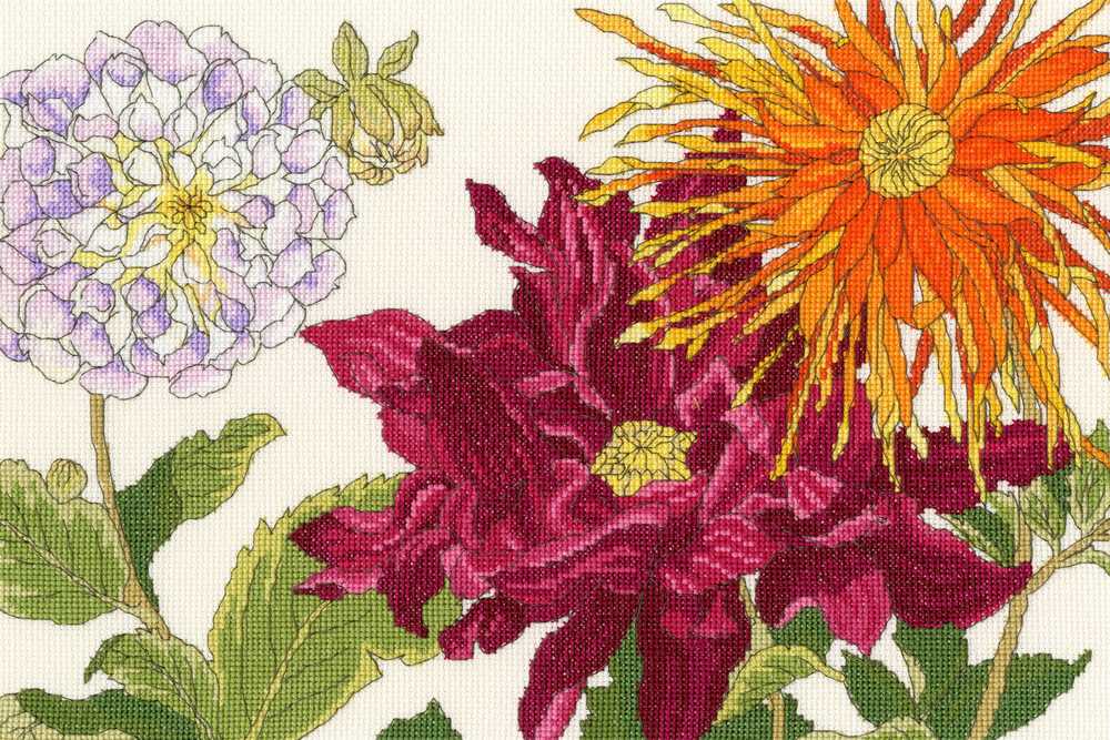 Dahlia Blooms Counted Cross Stitch Kit from Bothy Threads