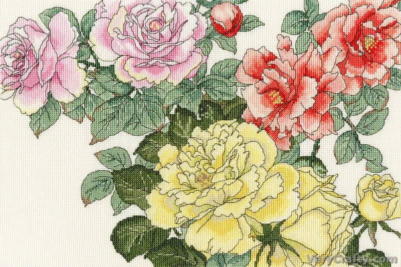 Rose Blooms Counted Cross Stitch Kit by Bothy Threads