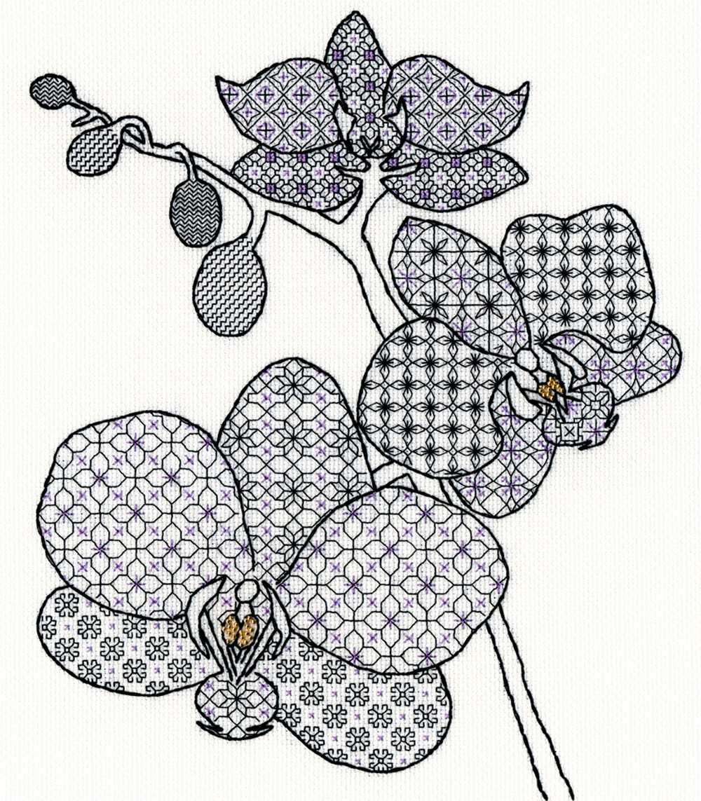 Orchid Blackwork Kit - Bothy Threads