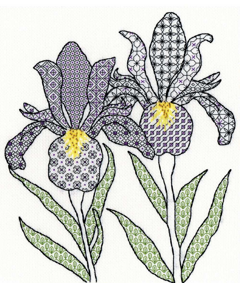 Irises Blackwork Kit - Bothy Threads