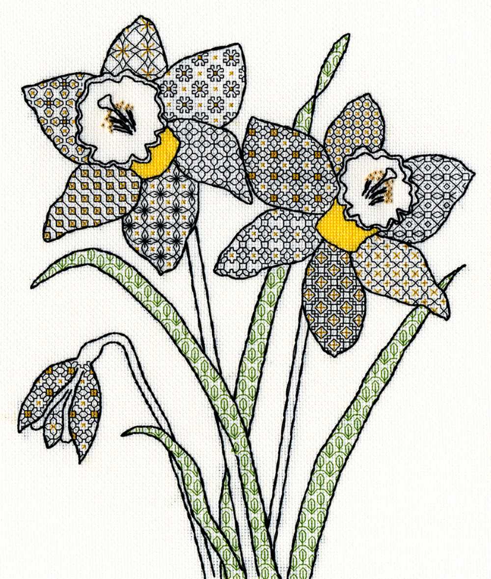 Daffodils Blackwork Kit - Bothy Threads