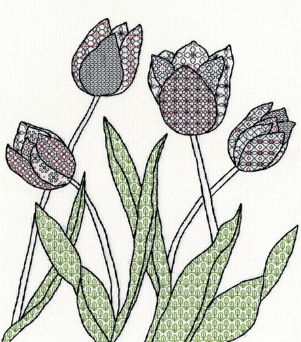Tulips Blackwork Kit - Bothy Threads