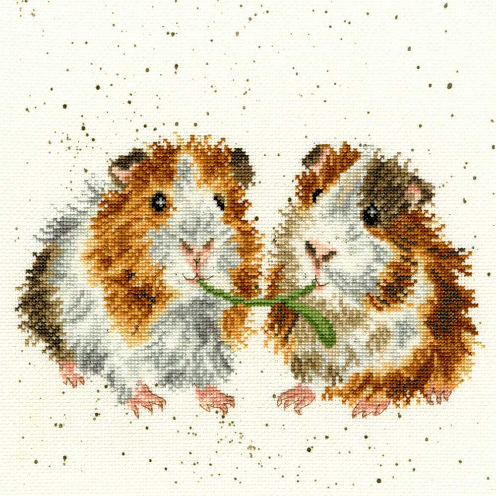 Lettuce Be Friends - Guinea Pigs Counted Cross Stitch Kit by Hannah Dale of Wrendale Designs *(EVENWEAVE)*