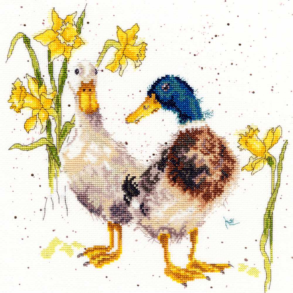 Ducks and Daffs - Birds Counted Cross Stitch Kit by Hannah Dale of Wrendale Designs *(EVENWEAVE)*