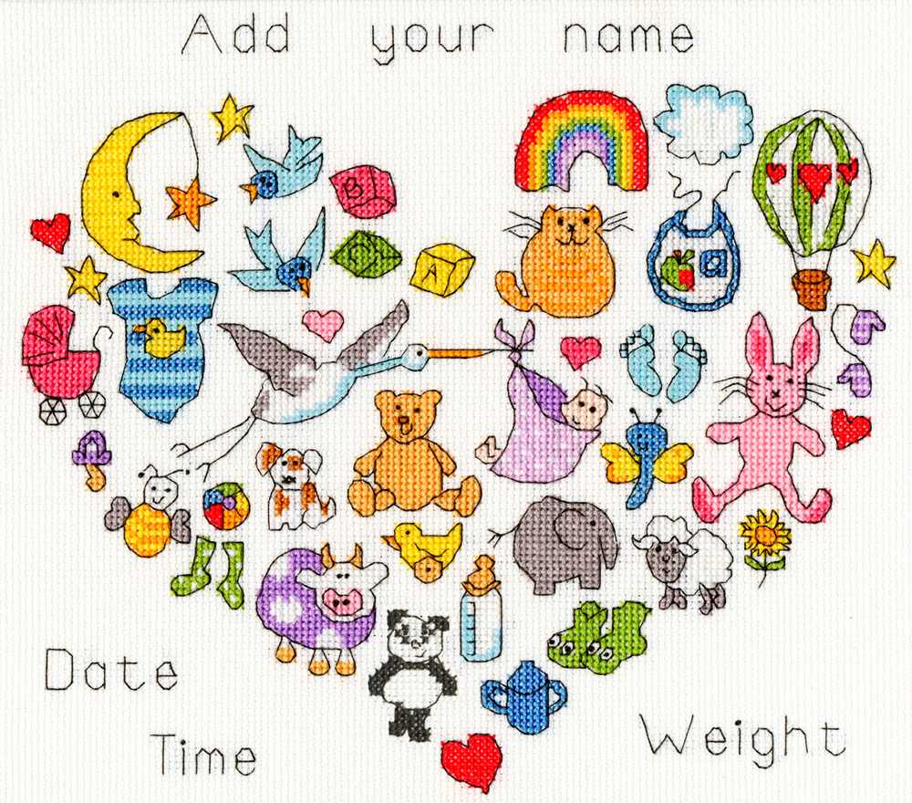 Baby Heart - Cross Stitch Birth Sampler by Bothy Threads