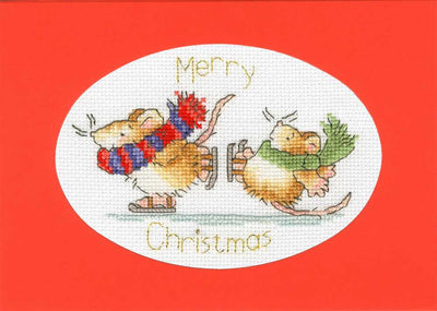 Bothy Threads Cross Stitch Christmas Card Kit Mice On Ice