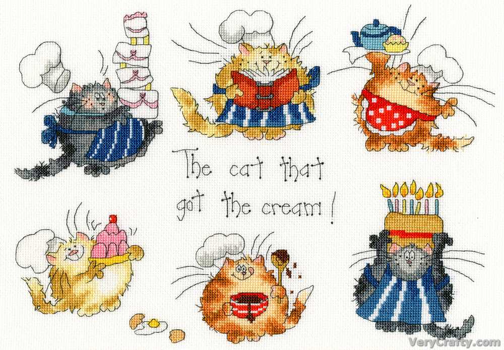 The Cat That Got The Cream Counted Cross Stitch Kit - Bothy Threads