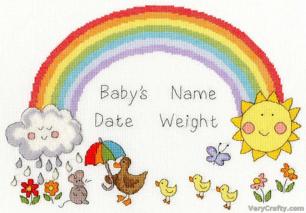 Rainbow Baby Birth Sampler Cross Stitch Kit - Bothy Threads