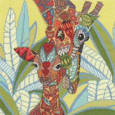 Jewelled Giraffes Cross Stitch Kit ~ Bothy Threads